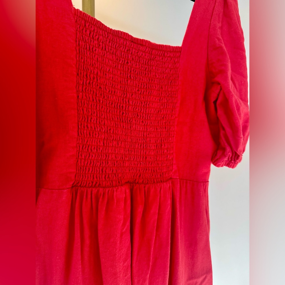 Old Navy Vibrant Red Midi Dress with Buttons - Picture 4 of 6